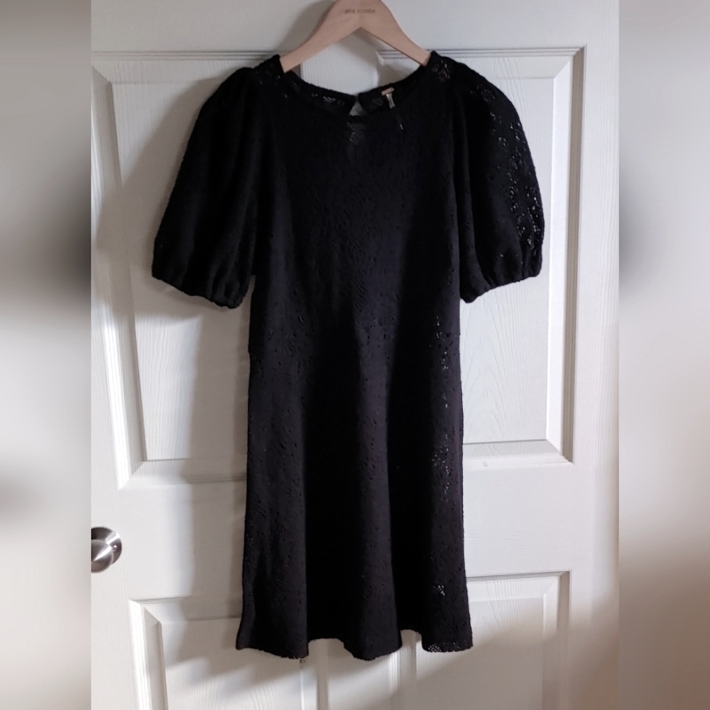 Free People | Black Knit Dress with Peek-a-boo hole in the back.